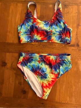 Girls Tie-Dye Two-Piece Swim Bikini - Rainbow